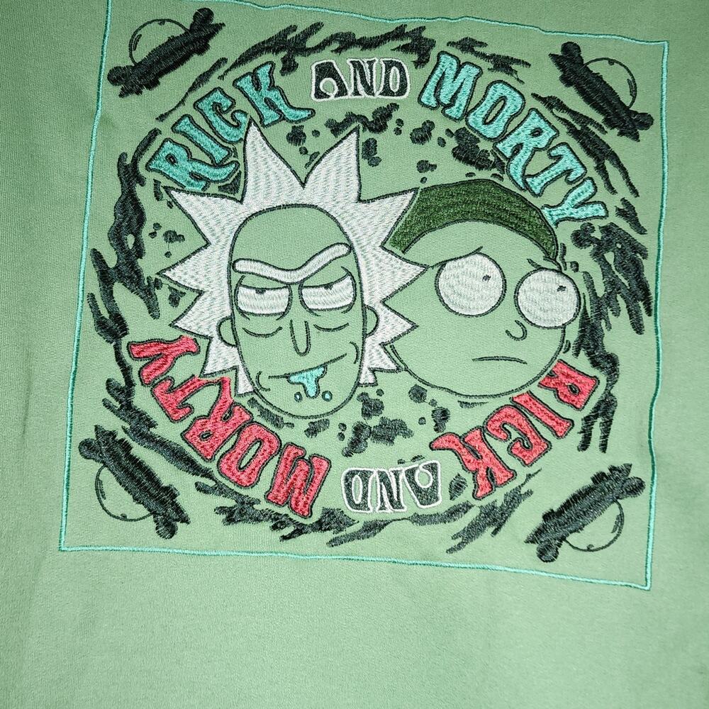 Rick and Morty green sweatshirt men's XL-embroidered - Picture 3 of 6
